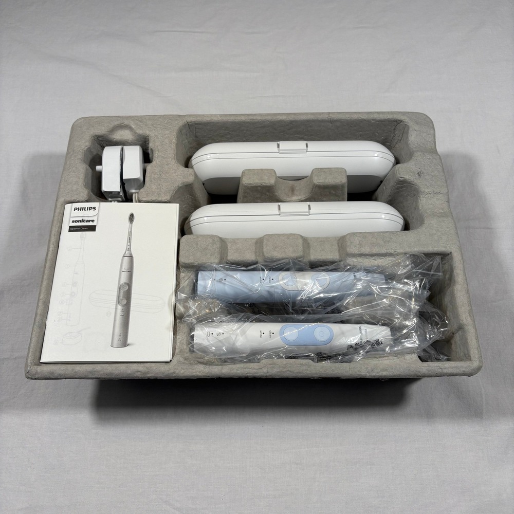 Philips Sonicare Optimal Clean Rechargeable Sonic Toothbrush Set 2pk Travel Case - Picture 2 of 6